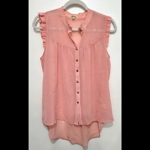 Sleeveless pink blouse